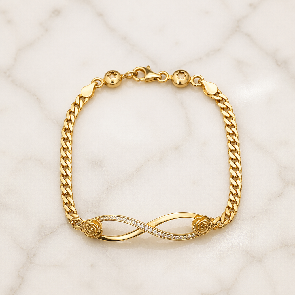 Pulsera de oro de 10k amarillo con diseño de infinito