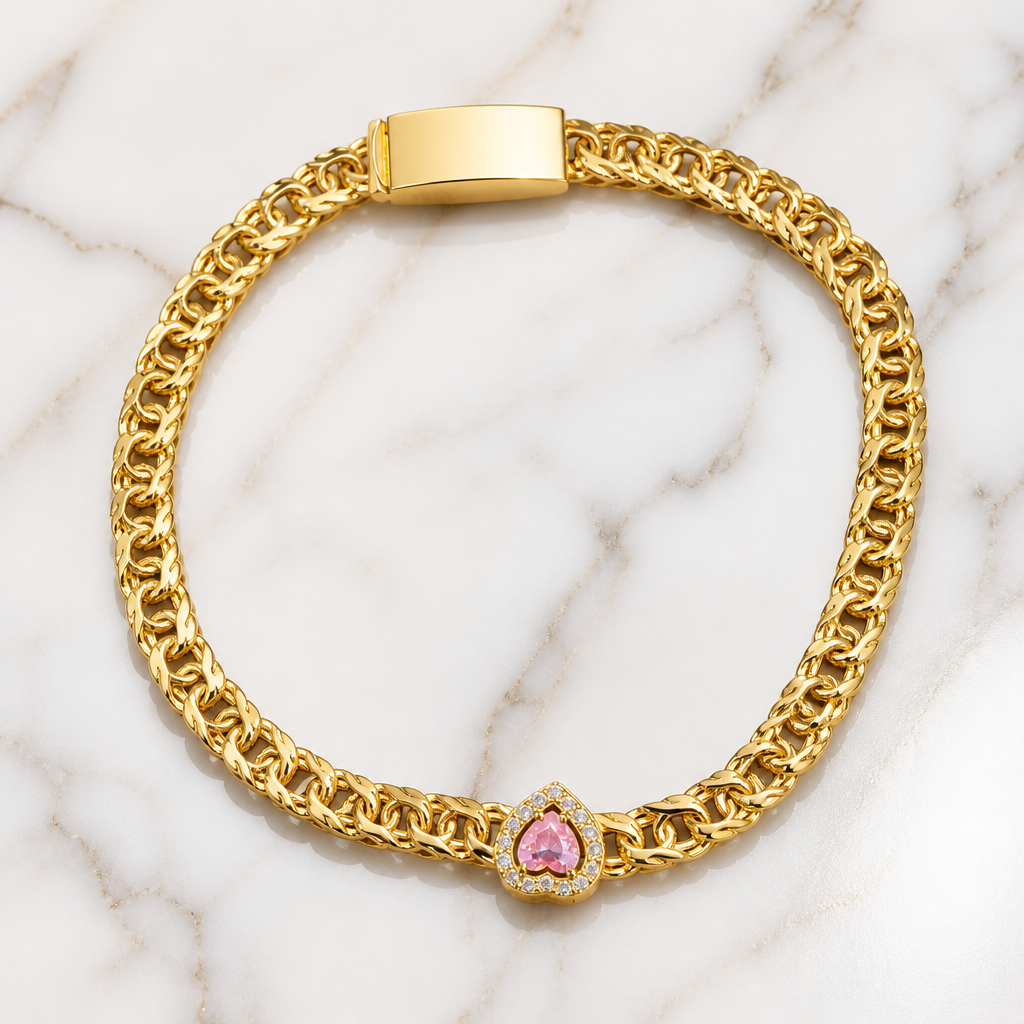 Pulsera de oro amarillo de 10k tejido chino