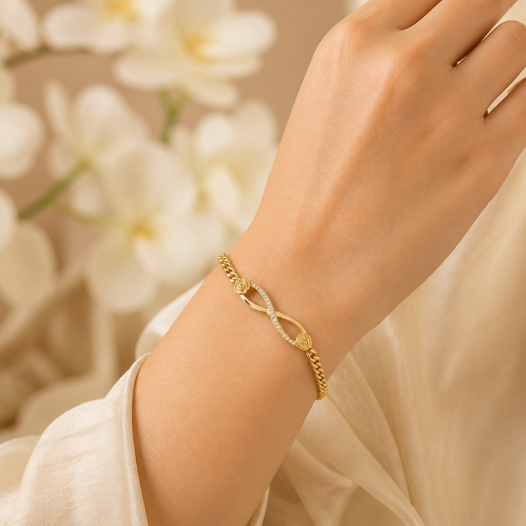 Pulsera de oro de 10k amarillo con diseño de infinito