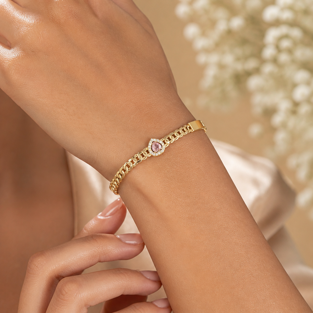 Pulsera de oro amarillo de 10k tejido chino