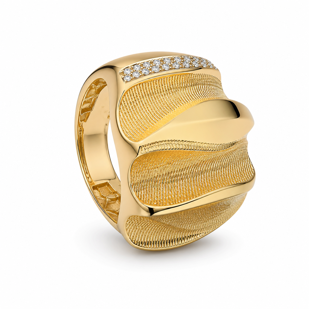 Anillo elegante en oro de 10k amarillo
