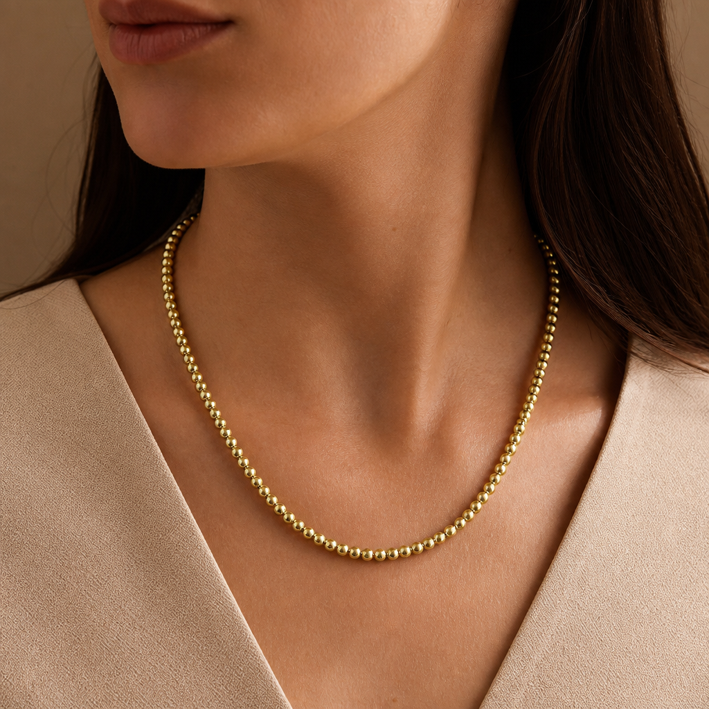 Collar de balines en oro italiano de 10K