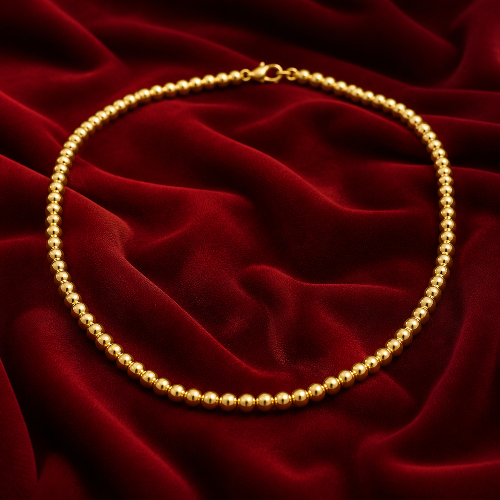 Collar de balines en oro italiano de 10K