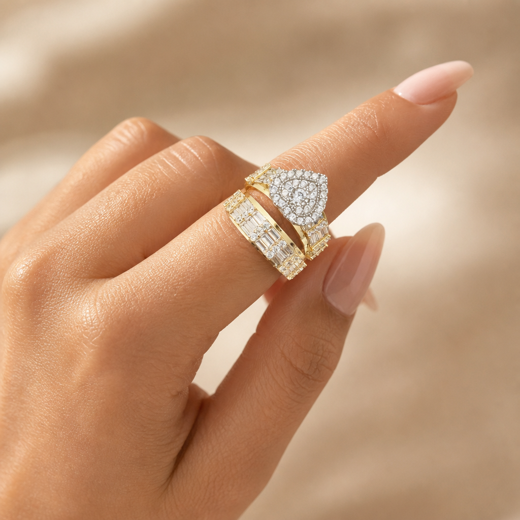 Anillos de compromiso en forma de corazon