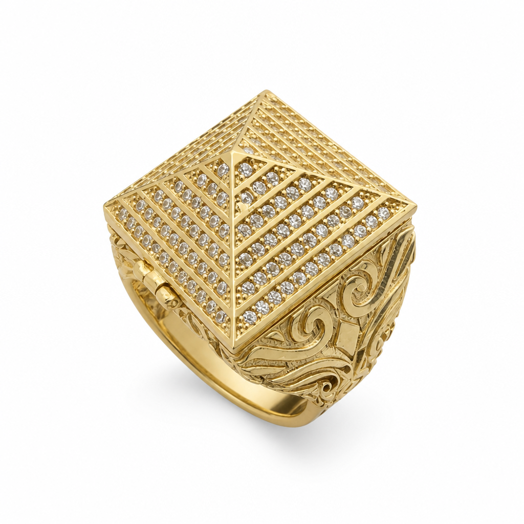 Anillo de Caballero en oro de 10k con Zirconias