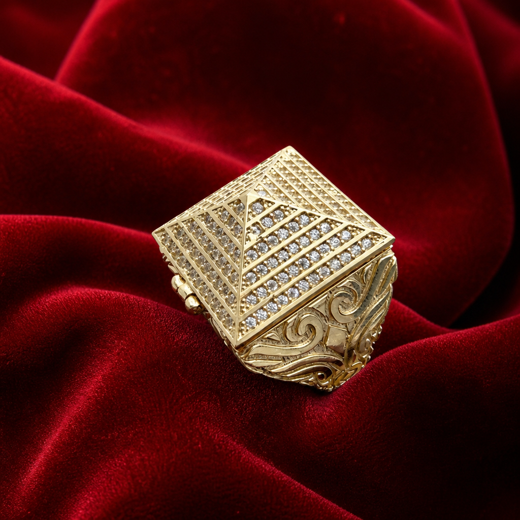 Anillo de Caballero en oro de 10k con Zirconias