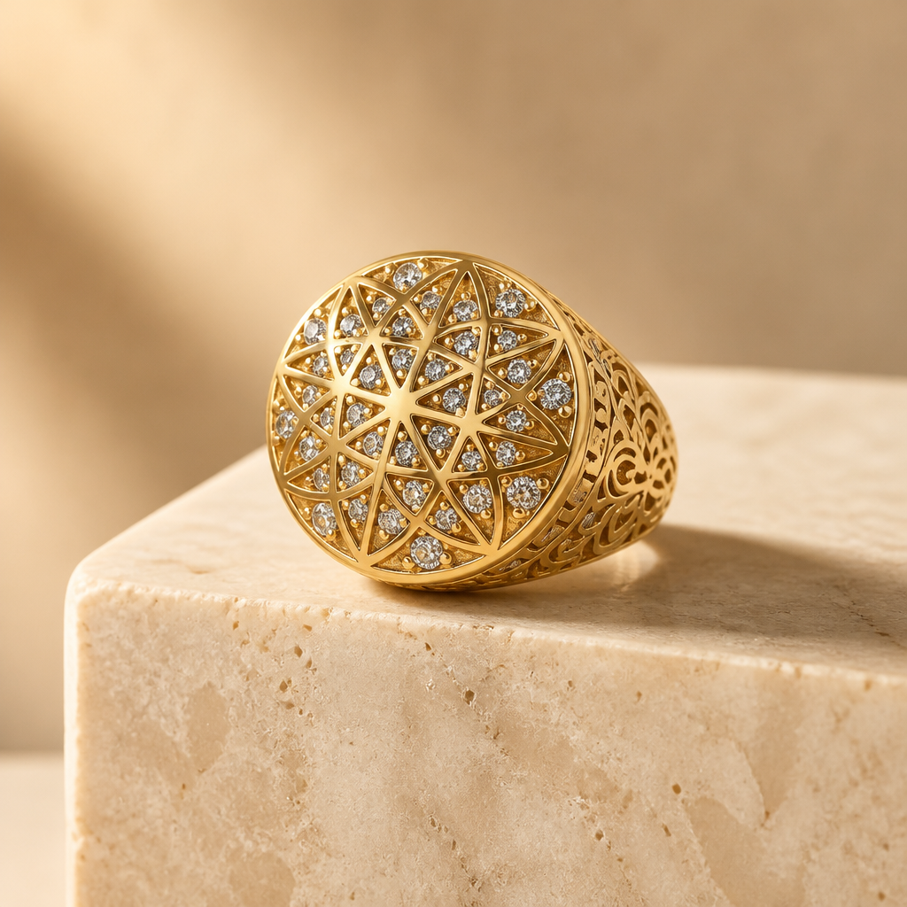 Anillo para caballero en oro de 10k amarillo,