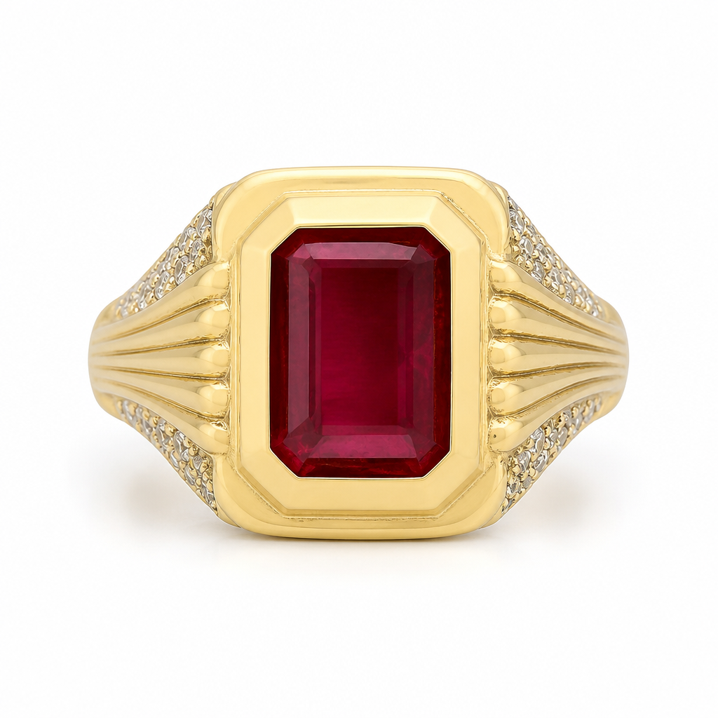 Anillo para caballero en oro de 10k amarillo,