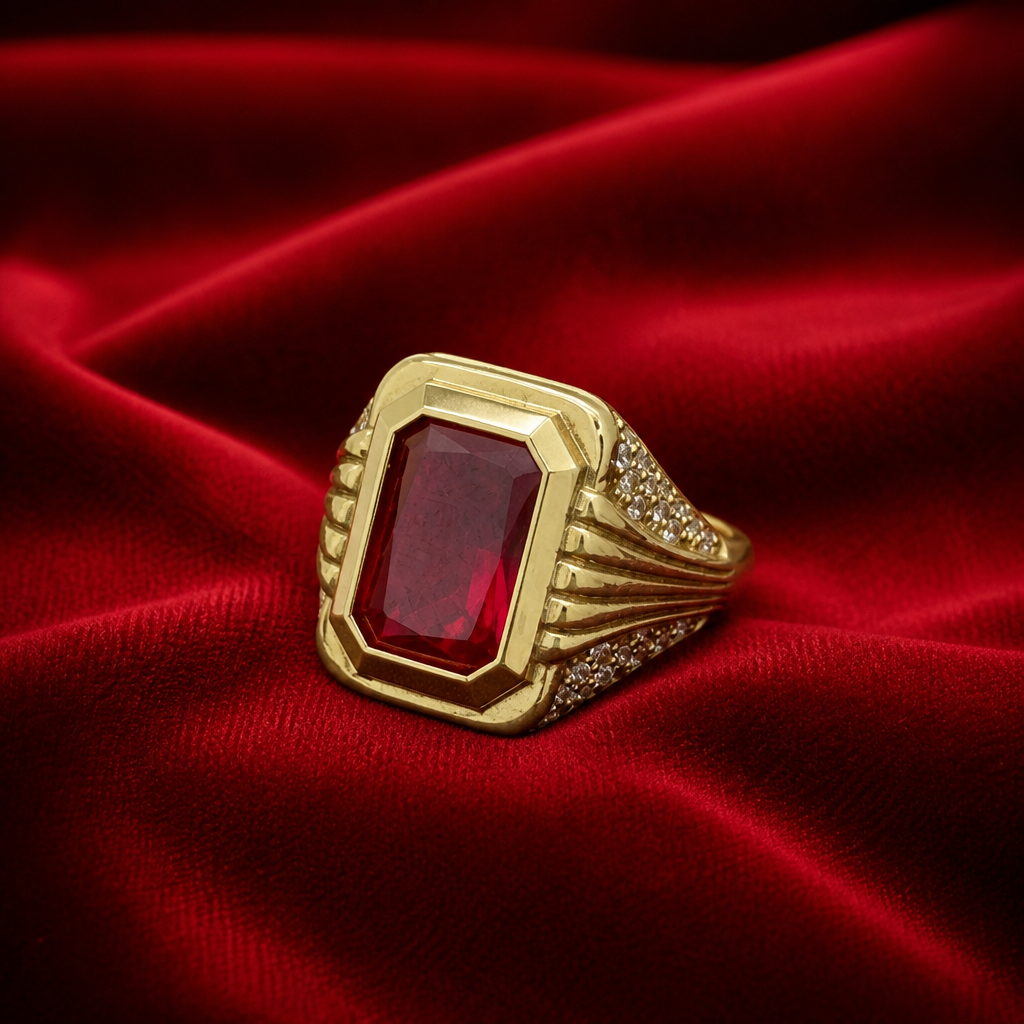 Anillo para caballero en oro de 10k amarillo,