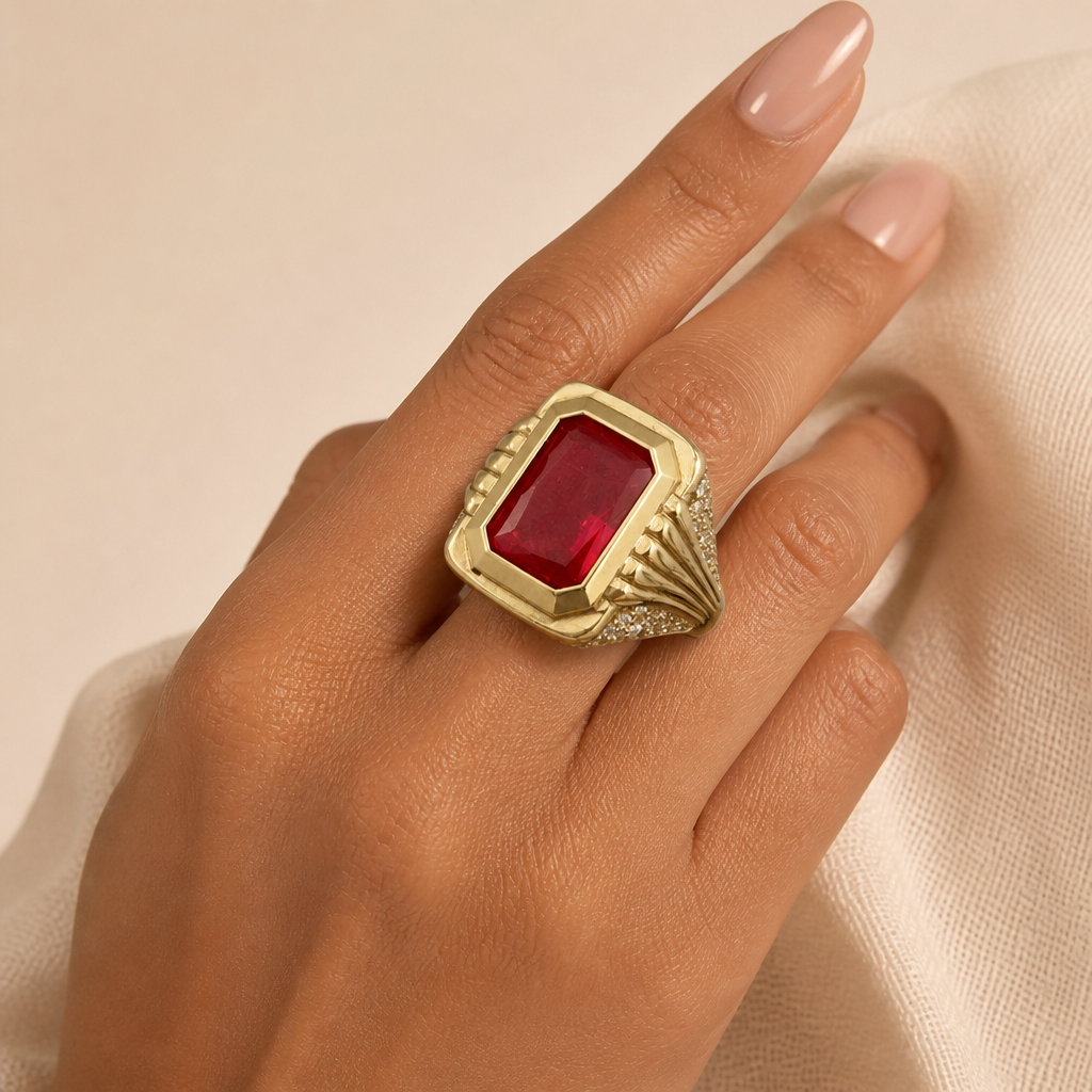 Anillo para caballero en oro de 10k amarillo,