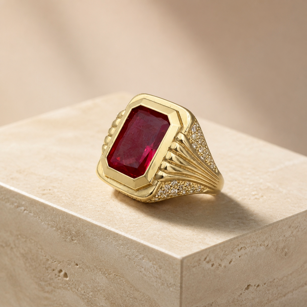 Anillo para caballero en oro de 10k amarillo,