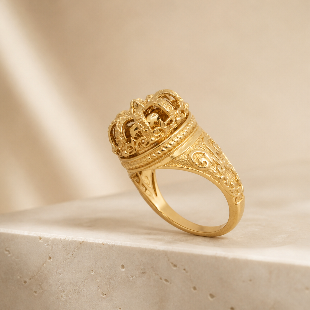 Anillo Corona Real en Oro de 10k Amarillo