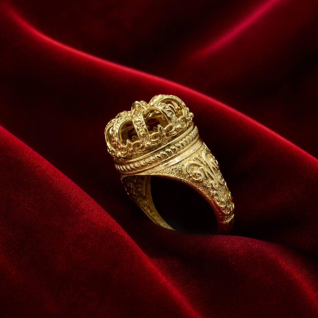 Anillo Corona Real en Oro de 10k Amarillo
