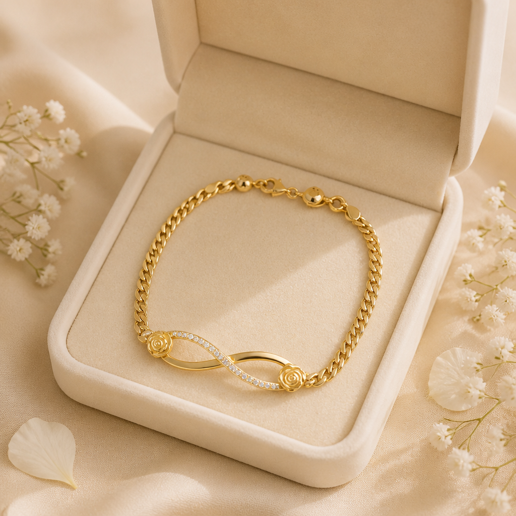 Pulsera de oro de 10k amarillo con diseño de infinito